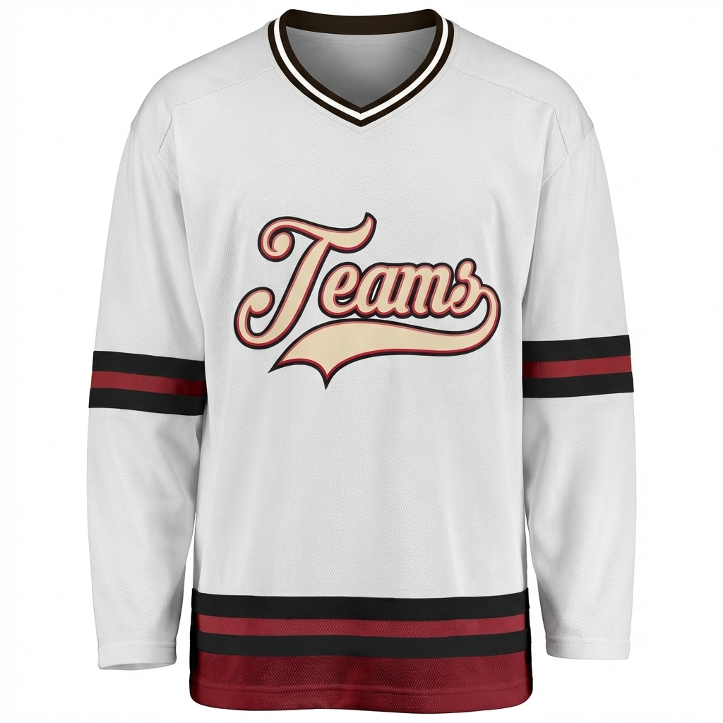 Custom White & Ceam/Pink-Black Hockey Jersey