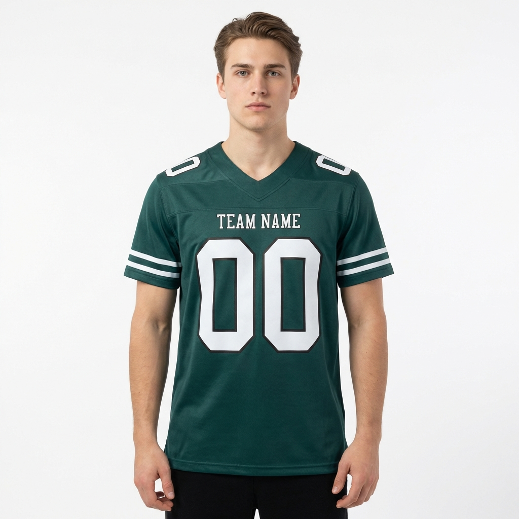 Custom Midnight Green & White/Black Football Jersey