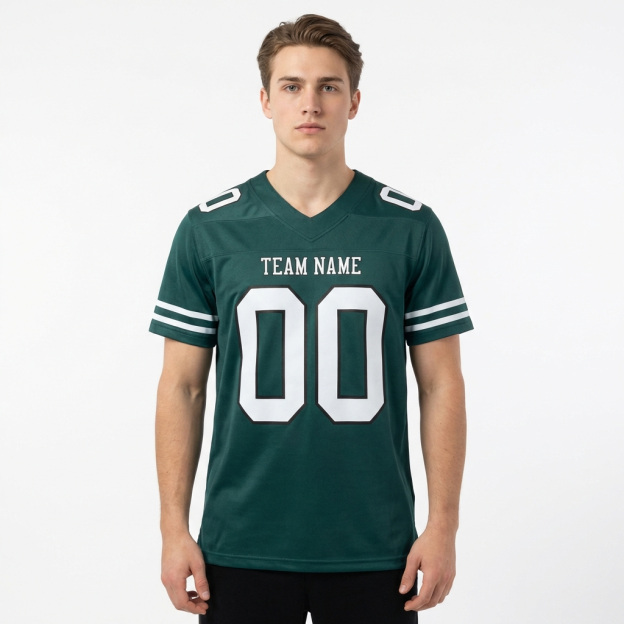 Custom Midnight Green & White/Black Football Jersey