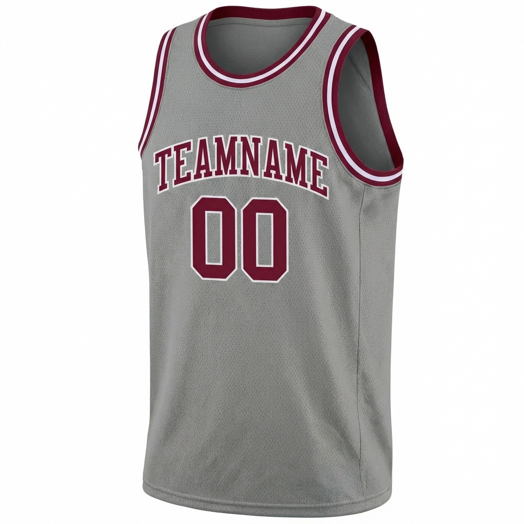 Custom Grey & Burgundy/White Basketball City Edition Jersey