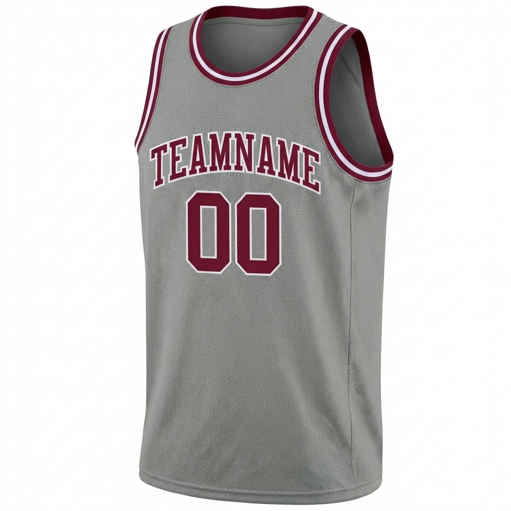 Custom Grey & Burgundy/White Basketball City Edition Jersey