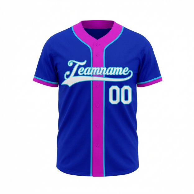 Custom Royal Blue & White/Pink Baseball Jersey