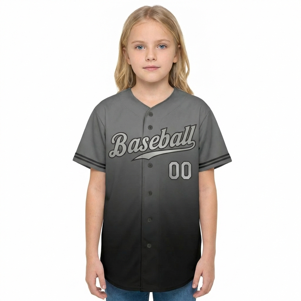 Custom Grey & Sliver/Black Gradient Baseball Jersey