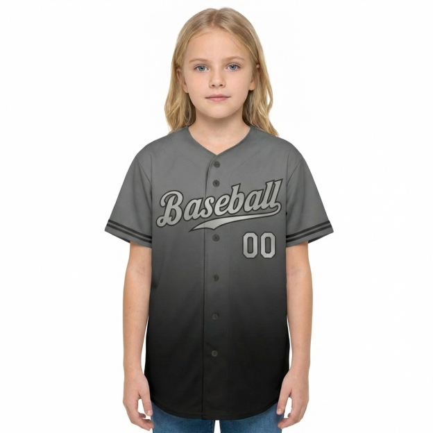 Custom Grey & Sliver/Black Gradient Baseball Jersey