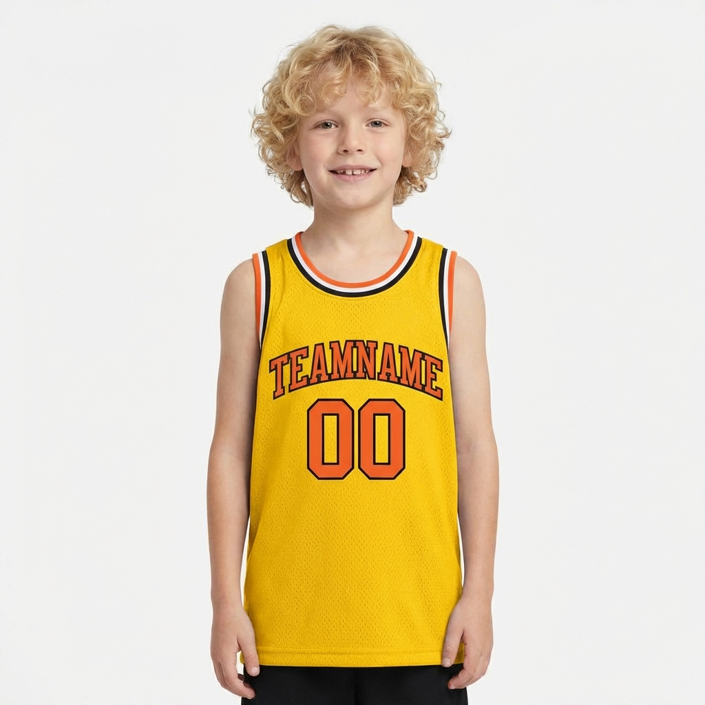 Custom Yellow & Orange/Black Basketball City Edition Jersey