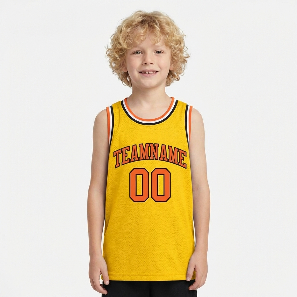Custom Yellow & Orange/Black Basketball City Edition Jersey