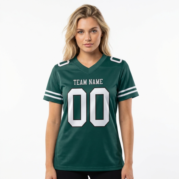 Custom Midnight Green & White/Black Football Jersey