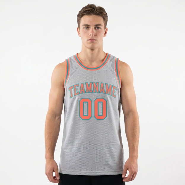 Custom Grey & Orange/Teal Basketball City Edition Jersey