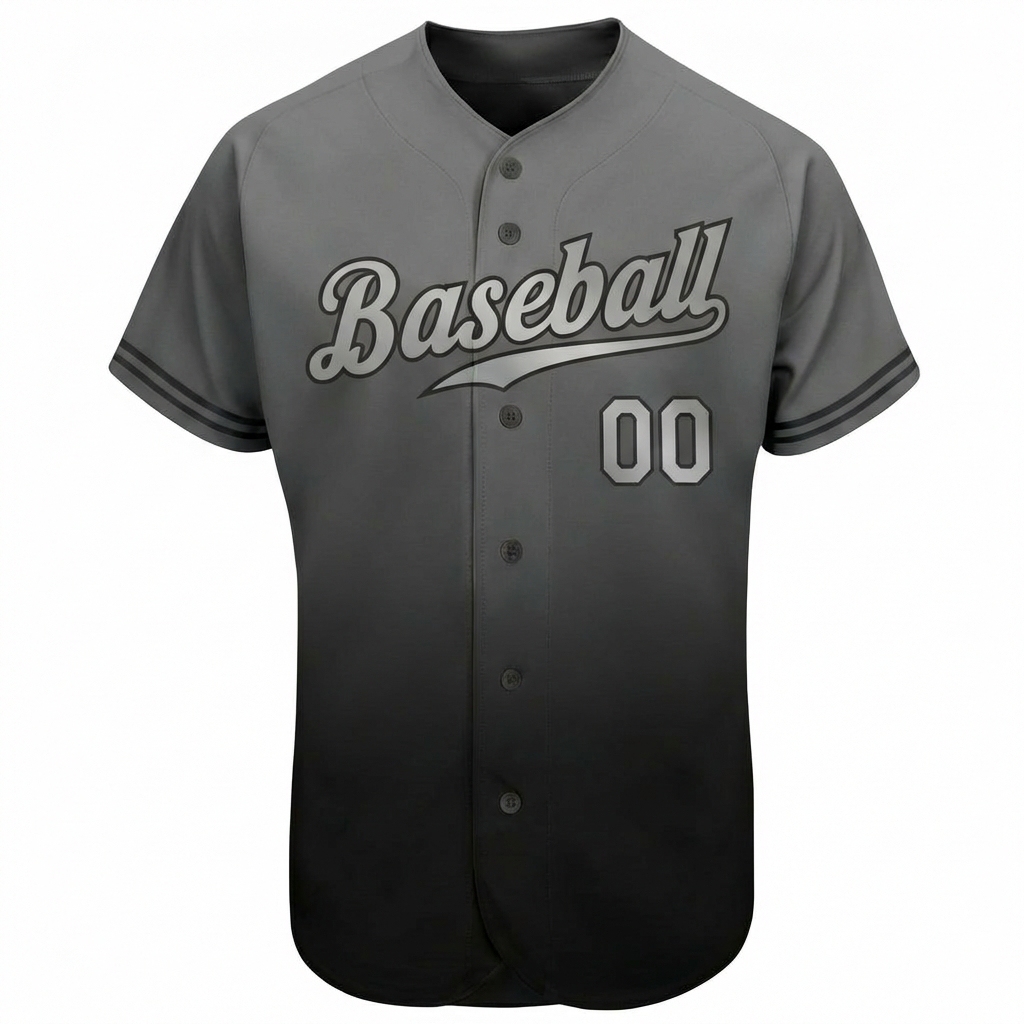 Custom Grey & Sliver/Black Gradient Baseball Jersey