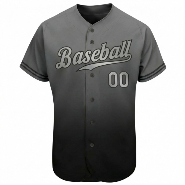 Custom Grey & Sliver/Black Gradient Baseball Jersey