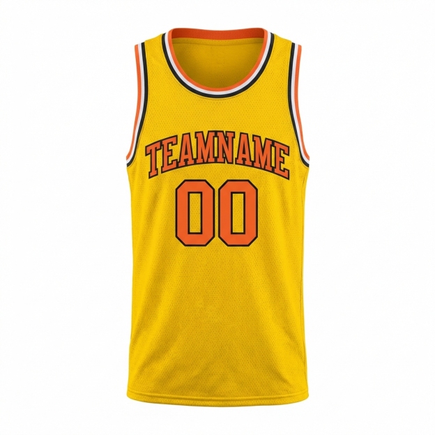 Custom Yellow & Orange/Black Basketball City Edition Jersey