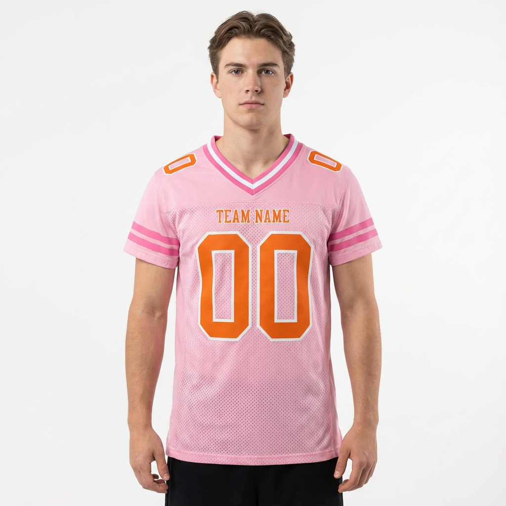 Custom Pink & Orange/White Green Football Jersey