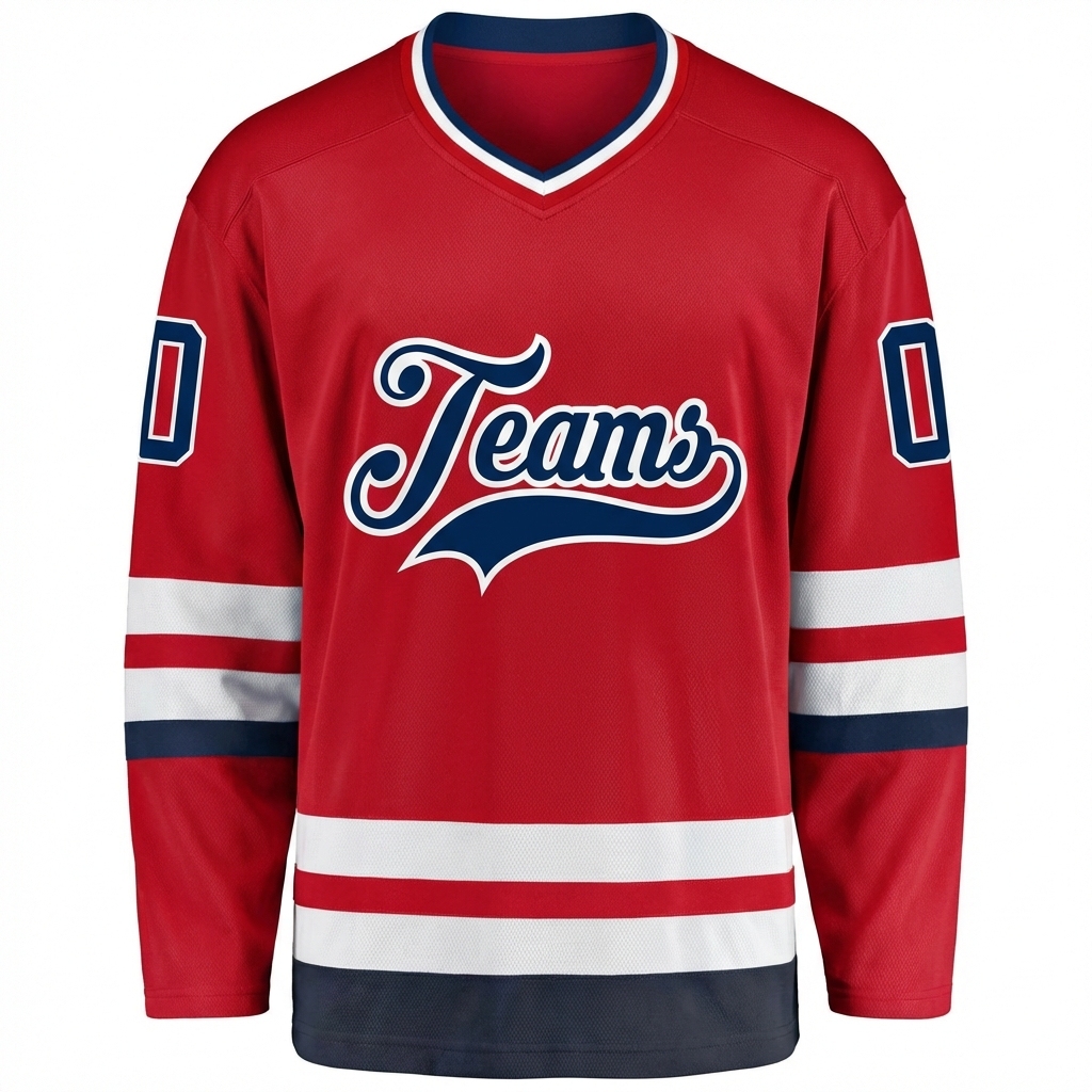 Custom Red & Navy/White Hockey Jersey