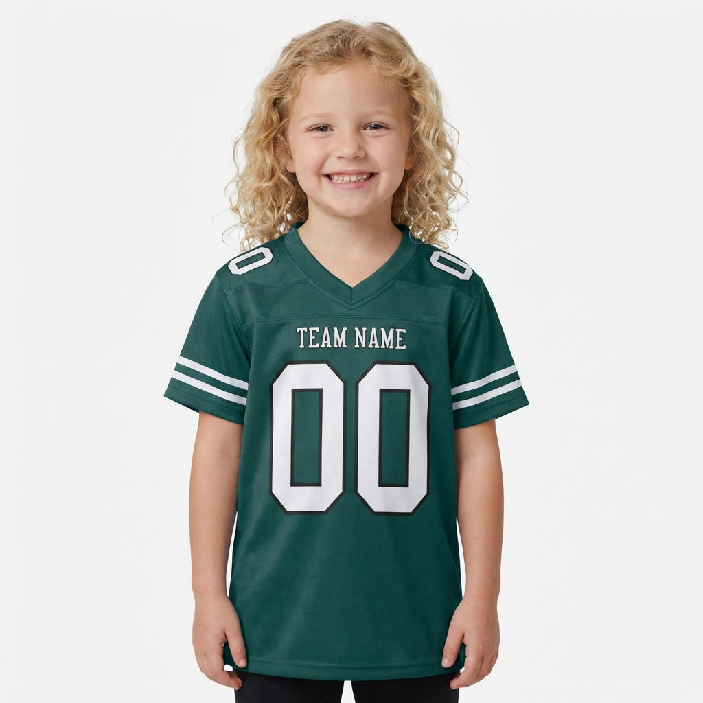 Custom Midnight Green & White/Black Football Jersey