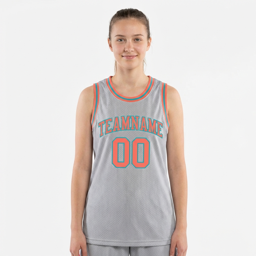 Custom Grey & Orange/Teal Basketball City Edition Jersey
