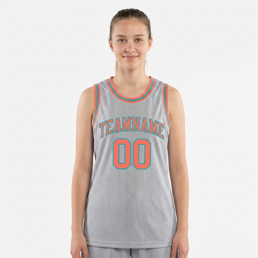 Custom Grey & Orange/Teal Basketball City Edition Jersey