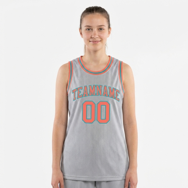 Custom Grey & Orange/Teal Basketball City Edition Jersey