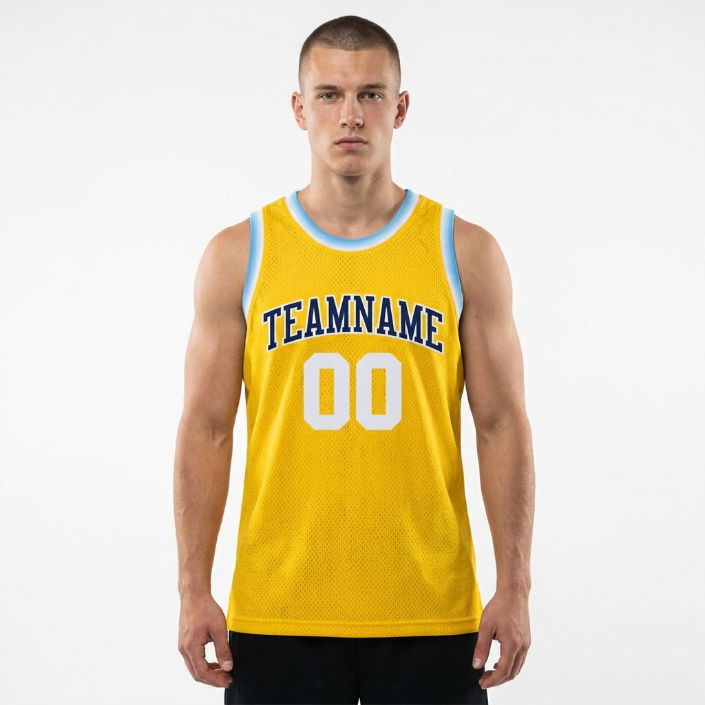 Custom Yellow & White/Royal Basketball City Edition Jersey