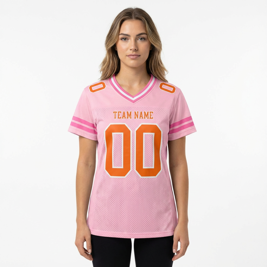 Custom Pink & Orange/White Green Football Jersey