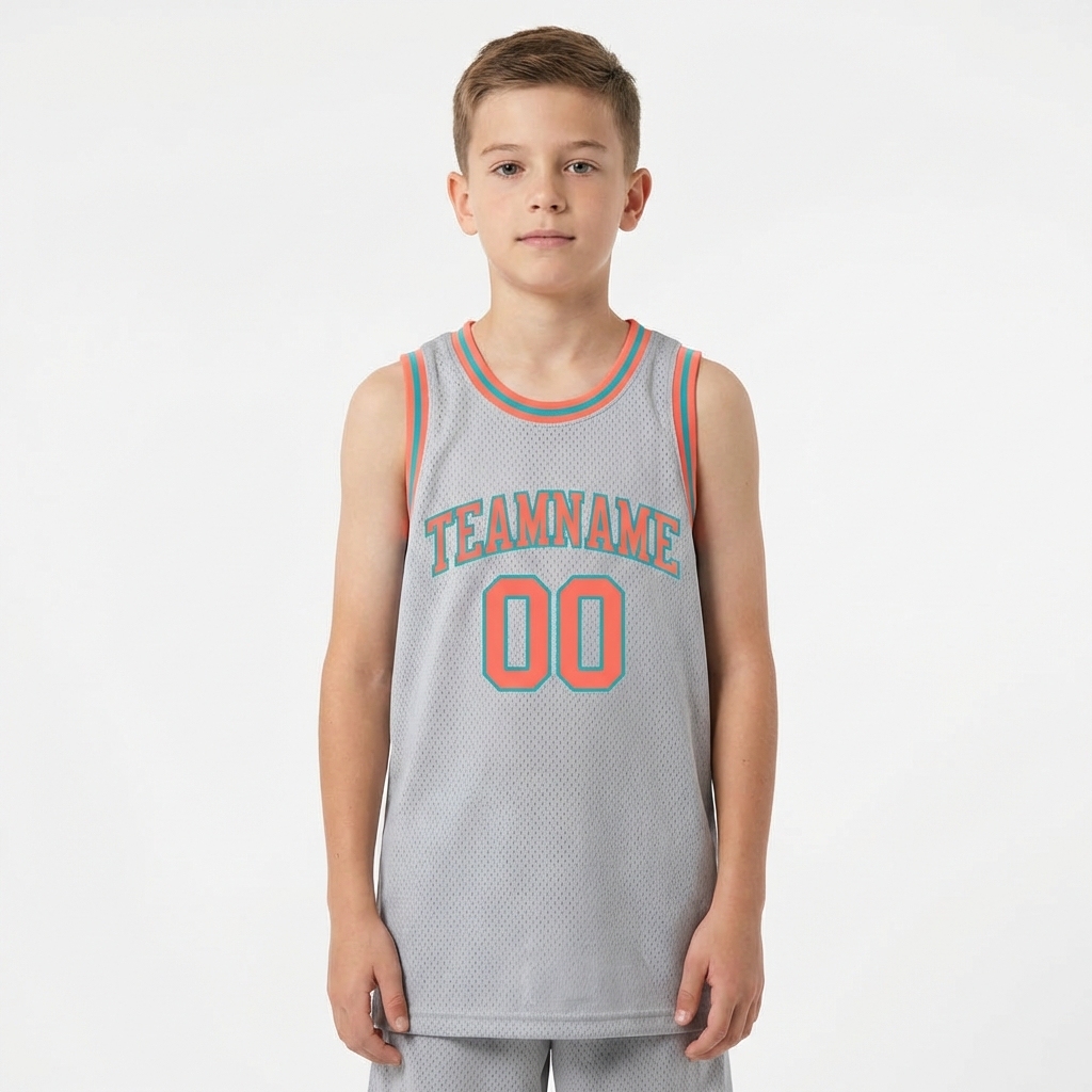 Custom Grey & Orange/Teal Basketball City Edition Jersey