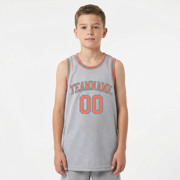 Custom Grey & Orange/Teal Basketball City Edition Jersey