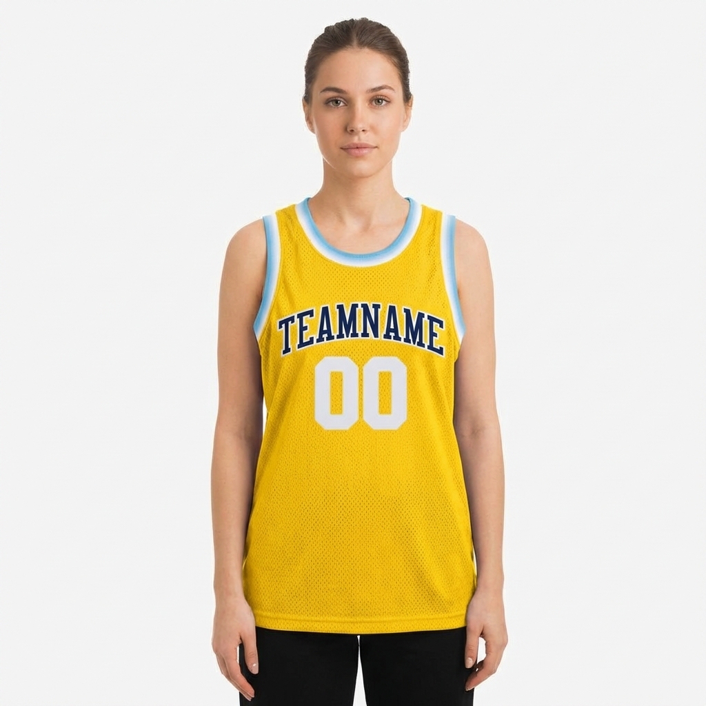 Custom Yellow & White/Royal Basketball City Edition Jersey
