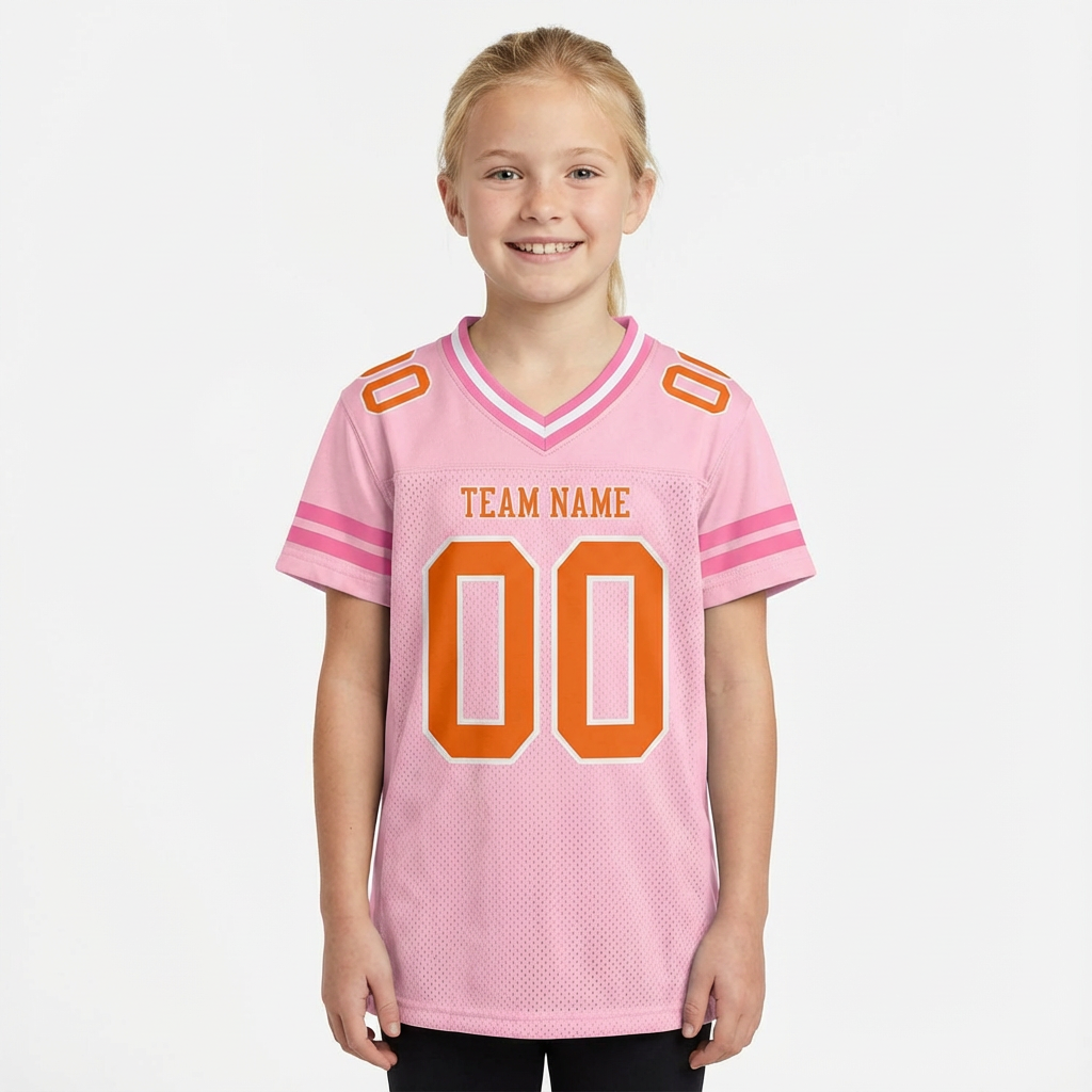 Custom Pink & Orange/White Green Football Jersey