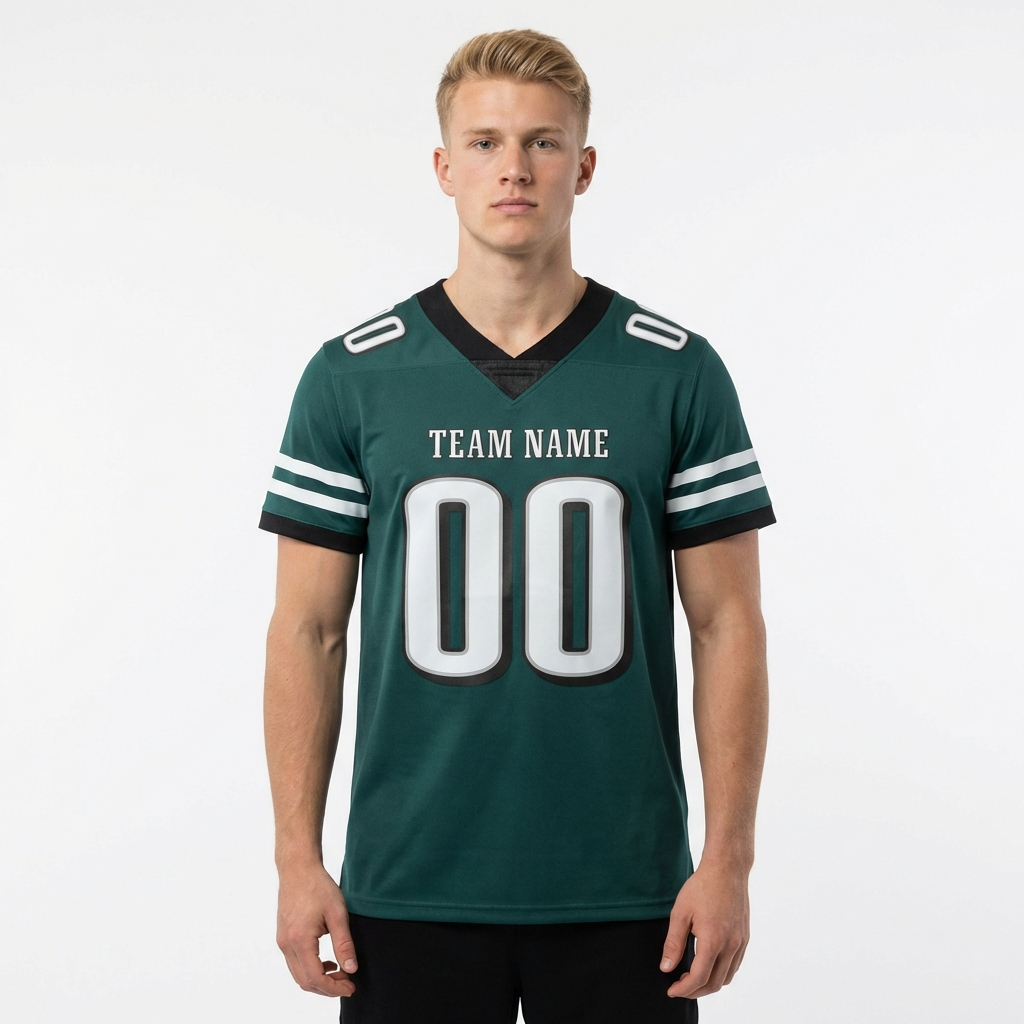 Custom Midnight Green & Sliver/Black Football Jersey
