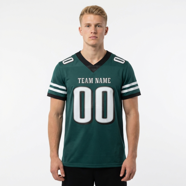 Custom Midnight Green & Sliver/Black Football Jersey