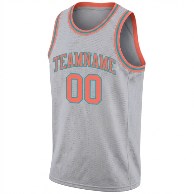 Custom Grey & Orange/Teal Basketball City Edition Jersey