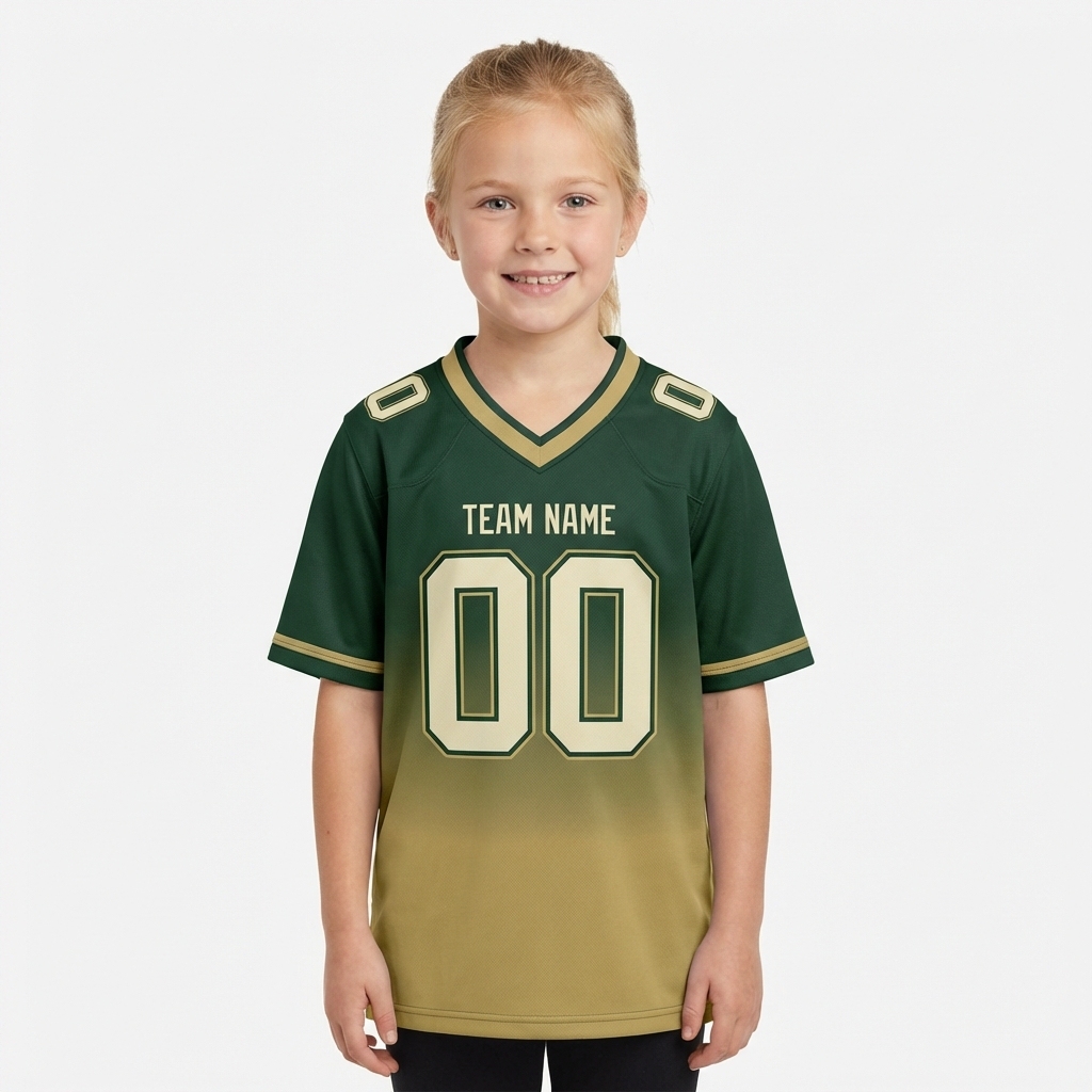 Custom Dark Green & Khaki/White Fade Fashion Football Jersey