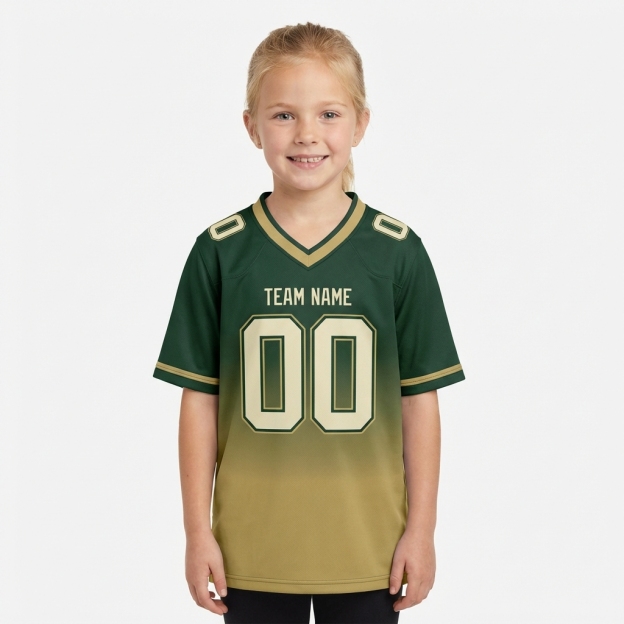Custom Dark Green & Khaki/White Fade Fashion Football Jersey