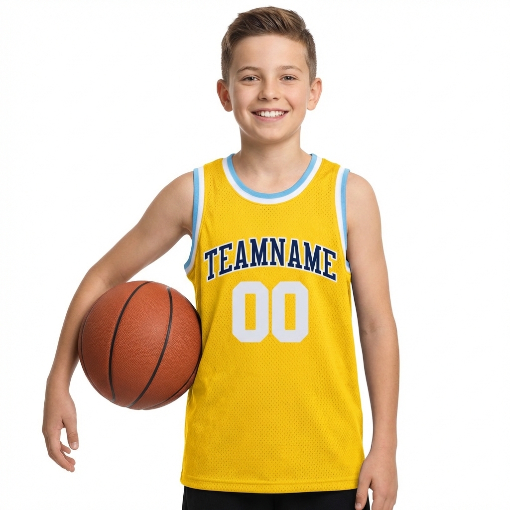 Custom Yellow & White/Royal Basketball City Edition Jersey