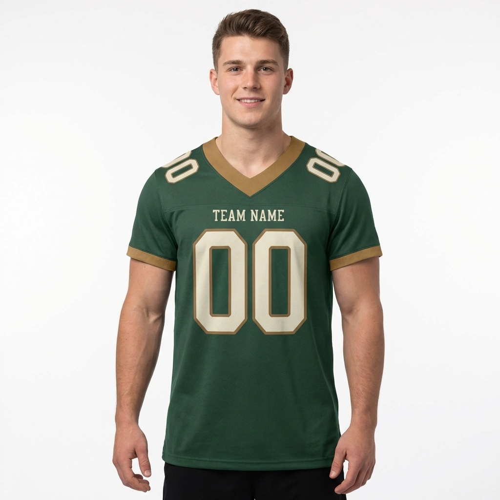 Custom Midnight Green & White/Gold Football Jersey