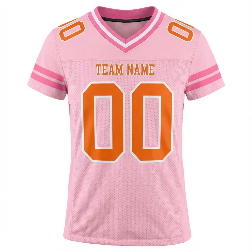Custom Pink & Orange/White Green Football Jersey
