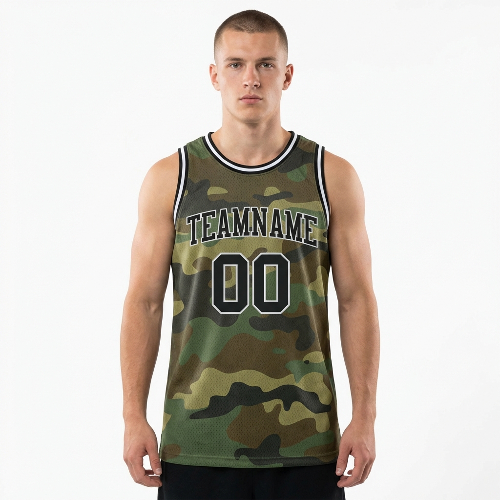 Custom Camo Black & White Salute To Service Basketball City Edition Jersey
