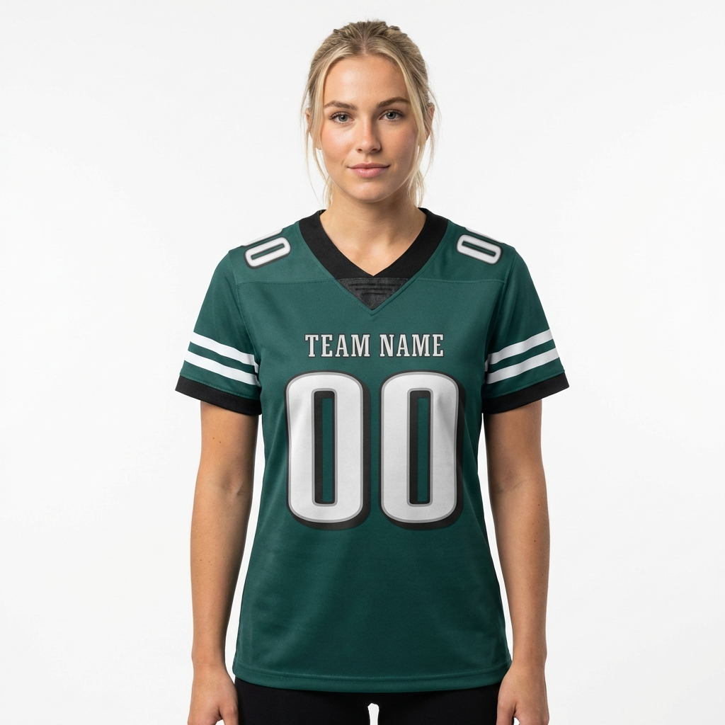 Custom Midnight Green & Sliver/Black Football Jersey