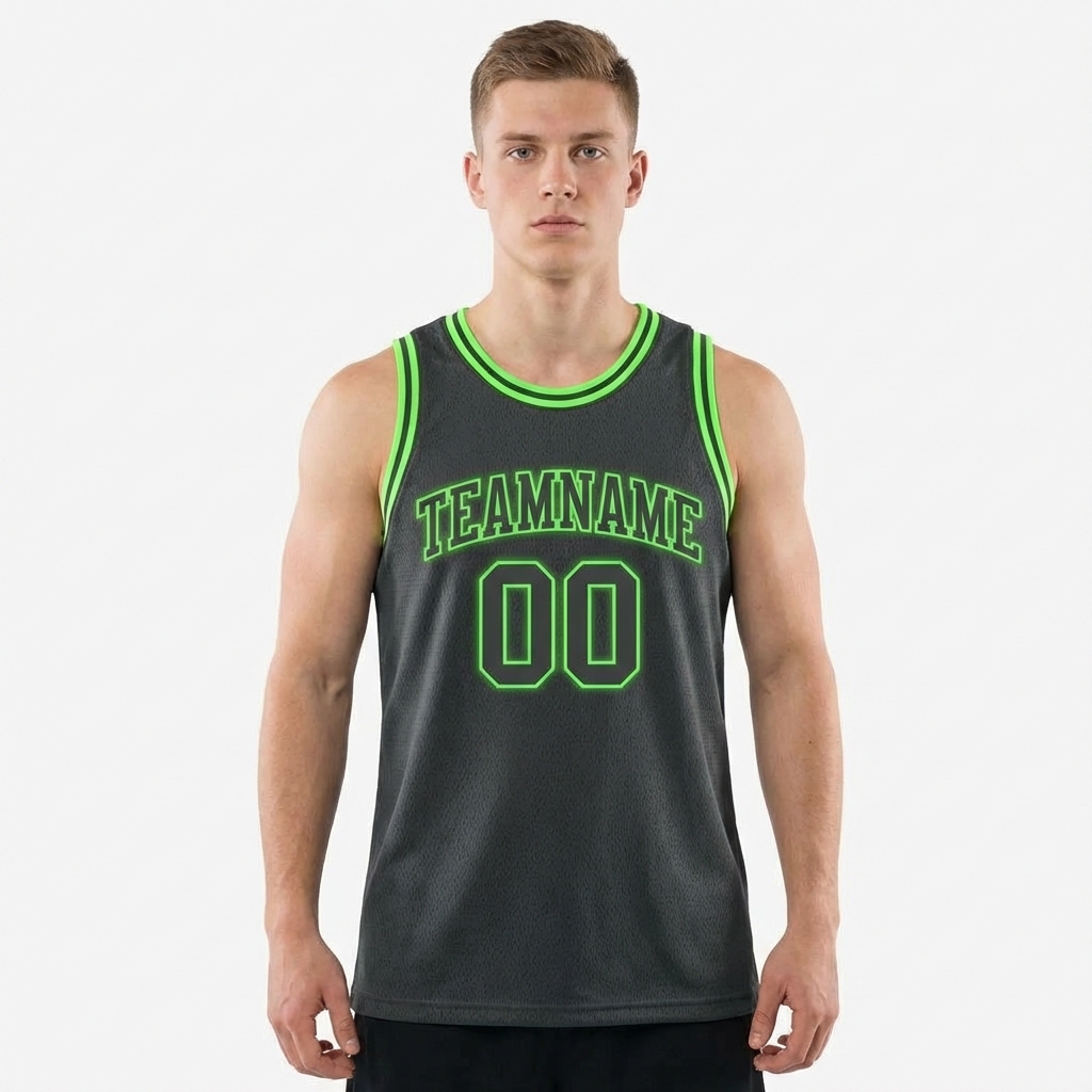 Custom Dark Grey & Green Basketball City Edition Jersey