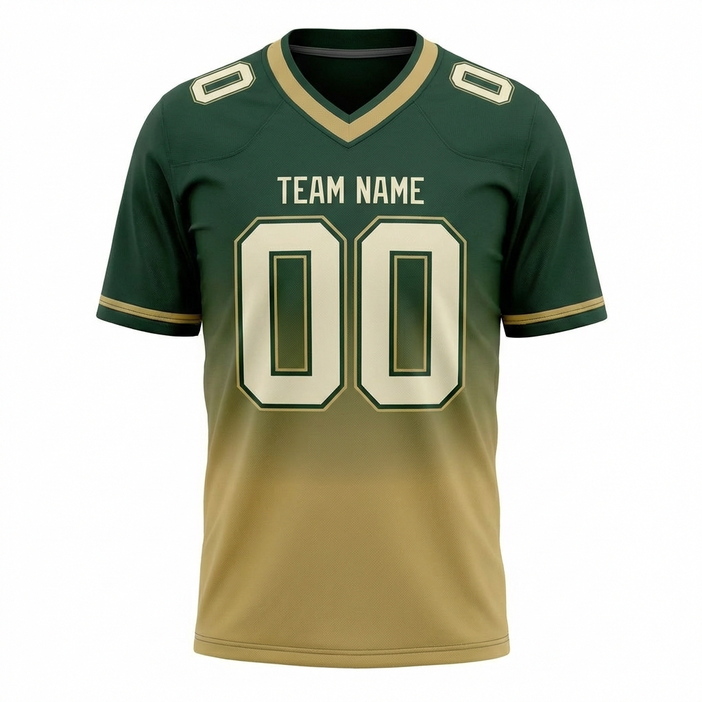 Custom Dark Green & Khaki/White Fade Fashion Football Jersey