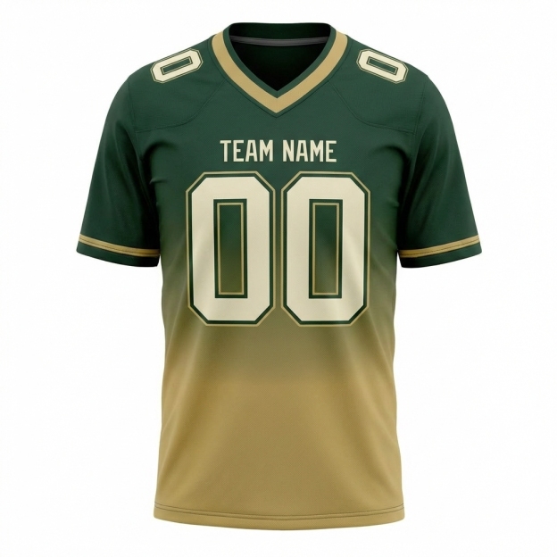 Custom Dark Green & Khaki/White Fade Fashion Football Jersey