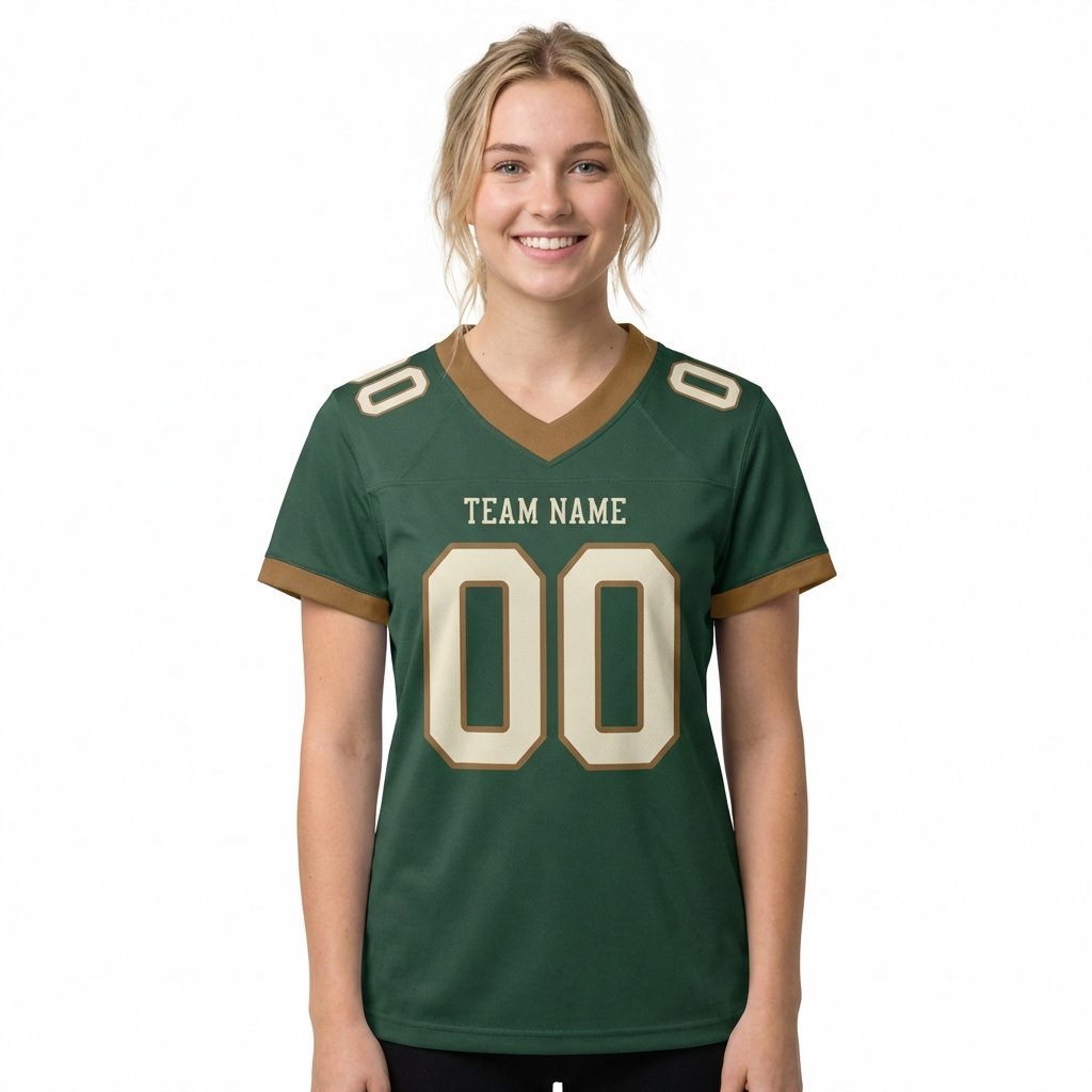 Custom Midnight Green & White/Gold Football Jersey