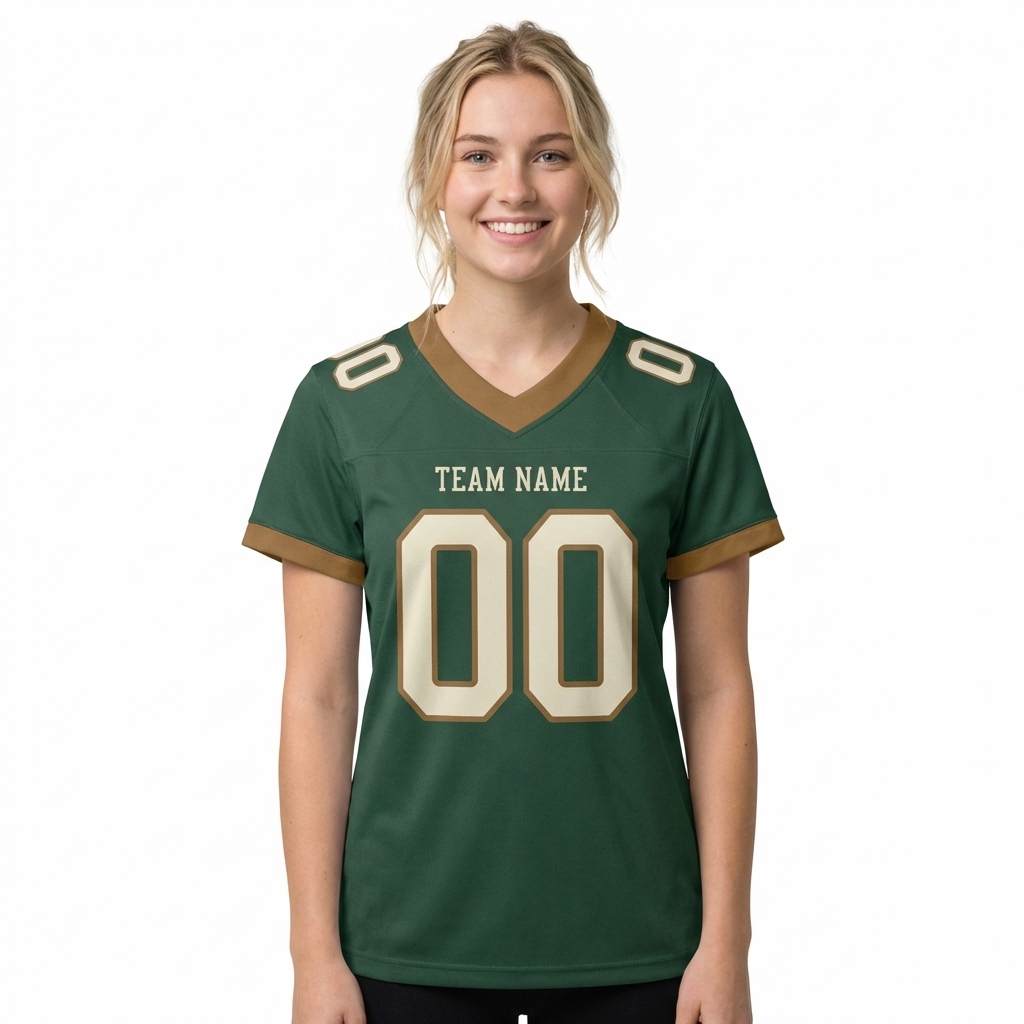 Custom Midnight Green & White/Gold Football Jersey