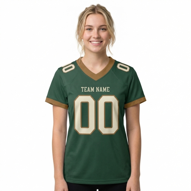 Custom Midnight Green & White/Gold Football Jersey