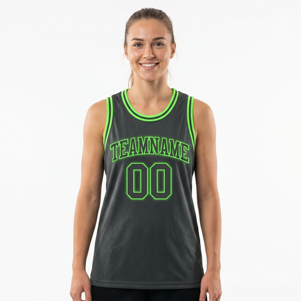 Custom Dark Grey & Green Basketball City Edition Jersey