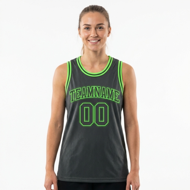 Custom Dark Grey & Green Basketball City Edition Jersey