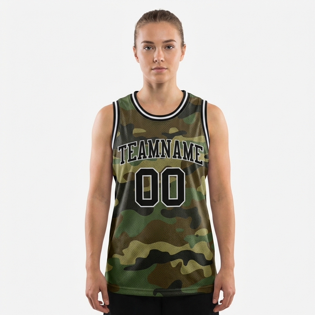 Custom Camo Black & White Salute To Service Basketball City Edition Jersey