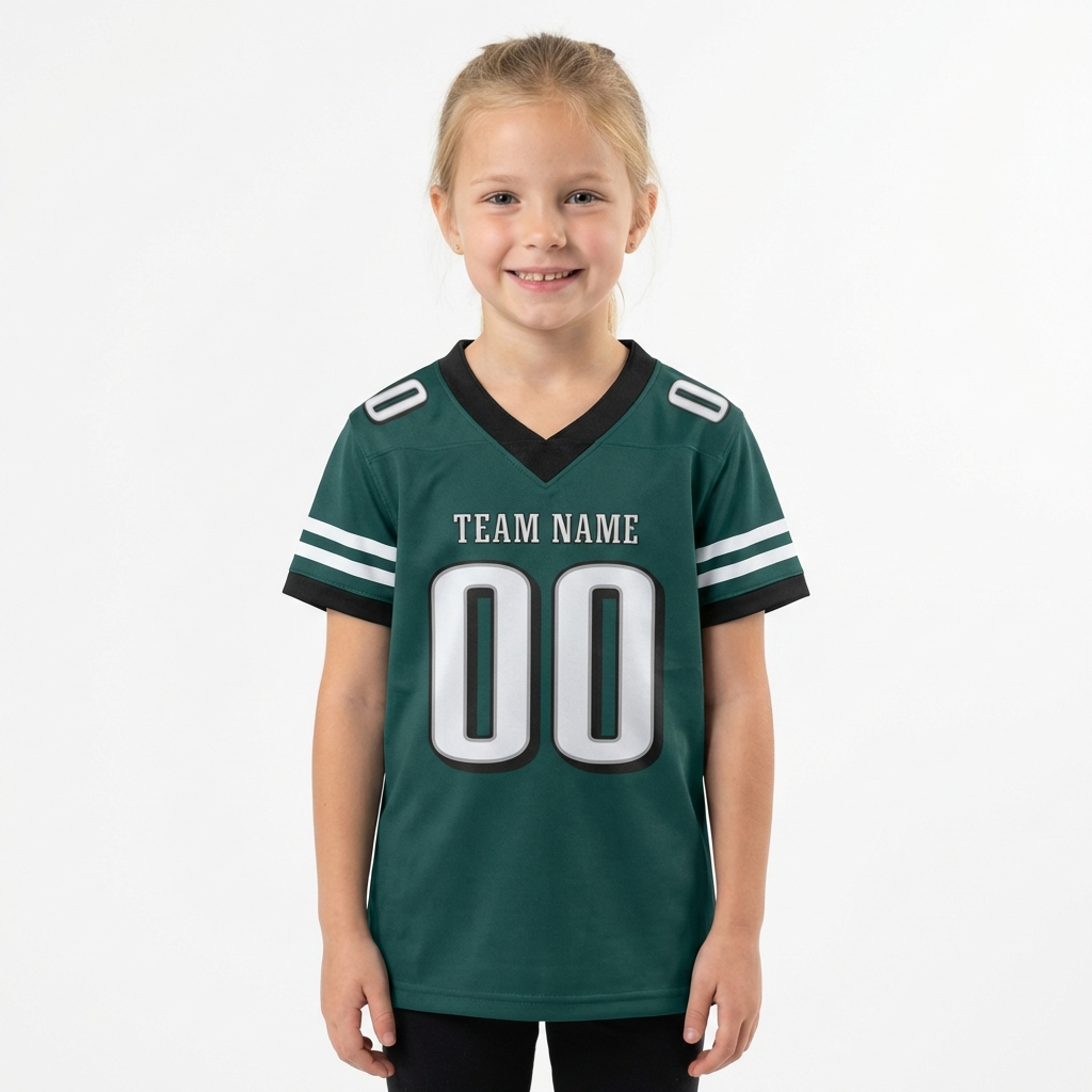 Custom Midnight Green & Sliver/Black Football Jersey