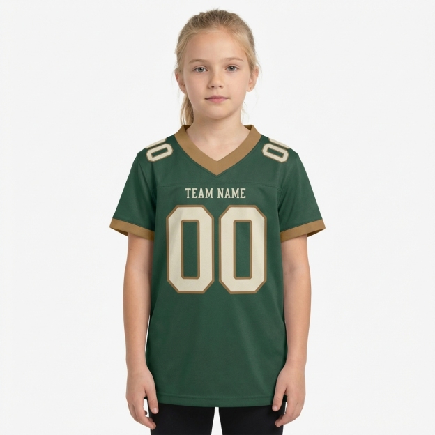Custom Midnight Green & White/Gold Football Jersey