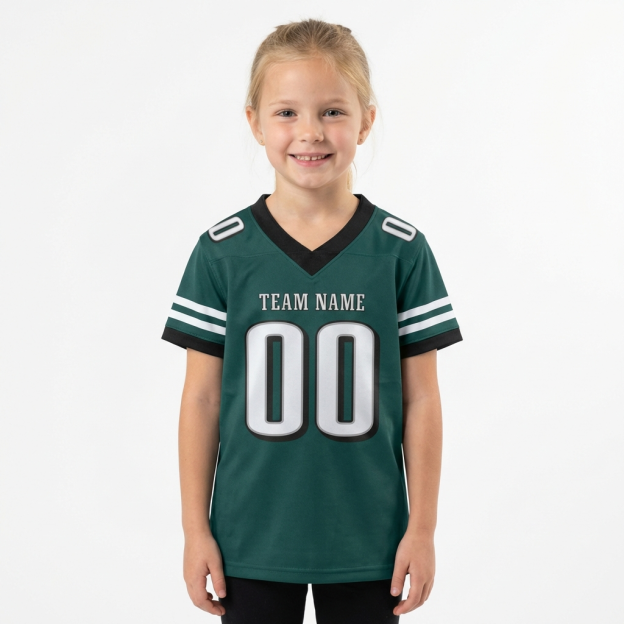 Custom Midnight Green & Sliver/Black Football Jersey