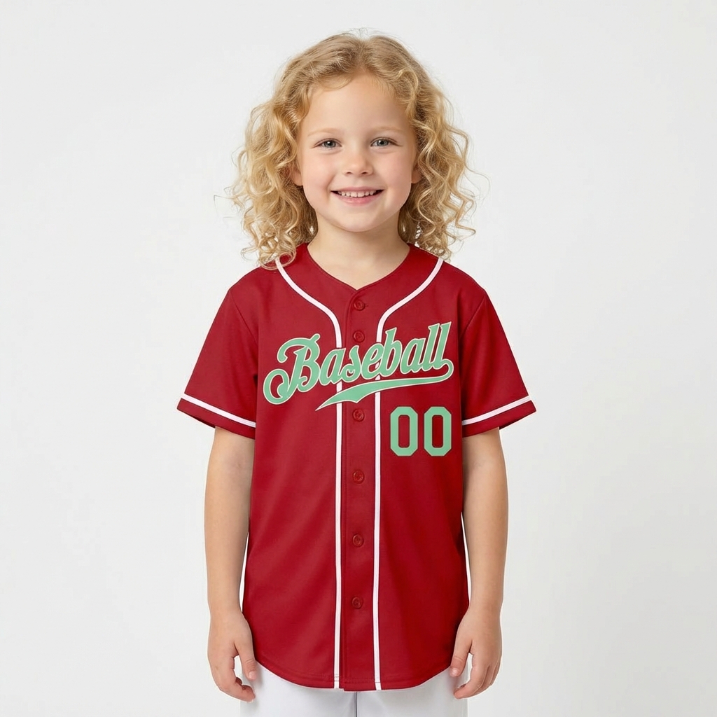 Custom Red & Aqua/White Baseball Jersey